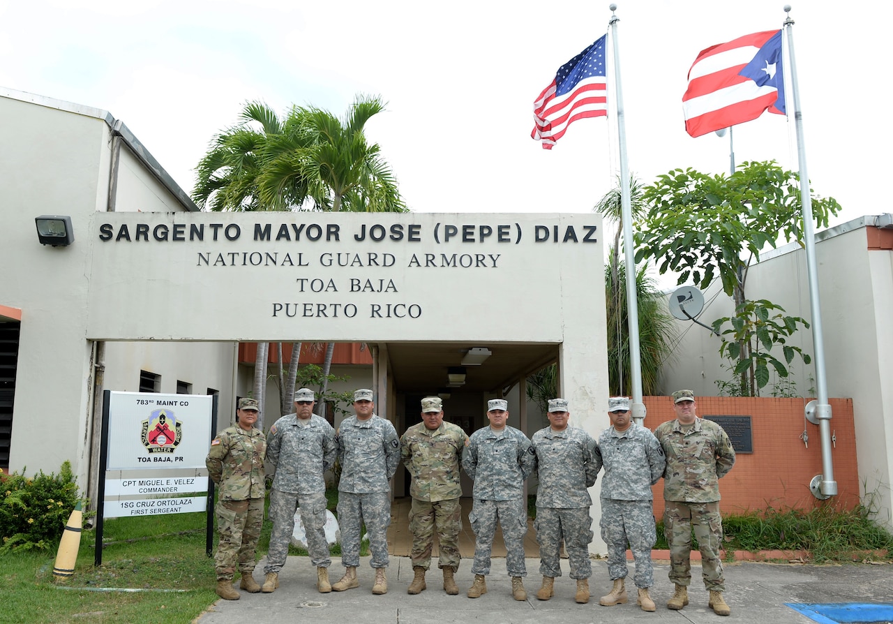 Soldiers pose for a photo in Puerto Rico.