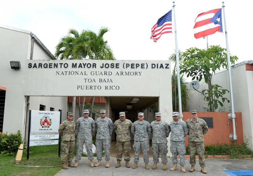 Soldiers pose for a photo in Puerto Rico.