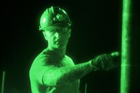 A sailor participates in water well drilling exploration operation.