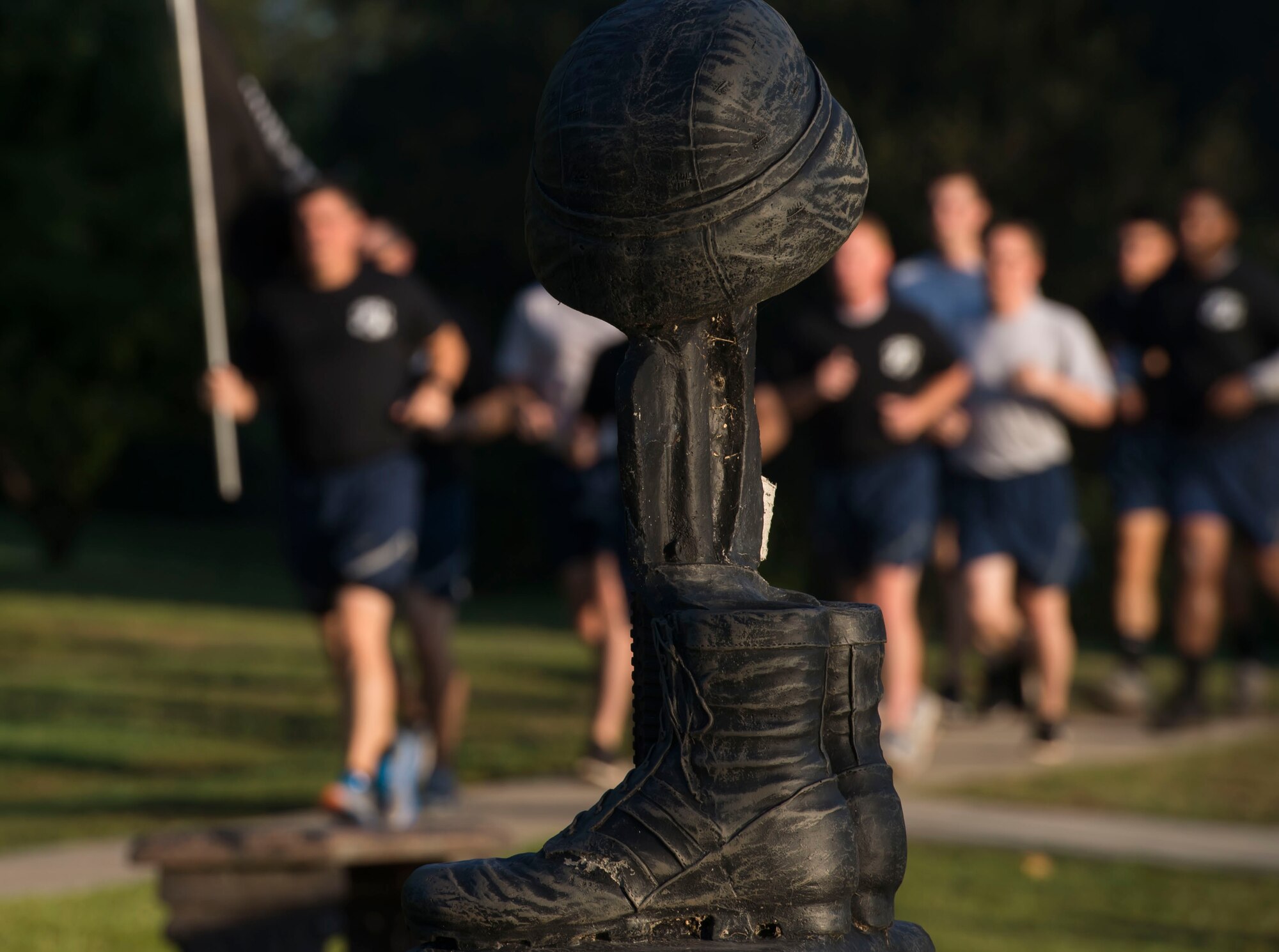 U.S. Airmen assigned to the 20th Fighter Wing participate in a 24-hour POW/MIA run at Shaw Air Force Base, S.C., Sept. 20, 2018.