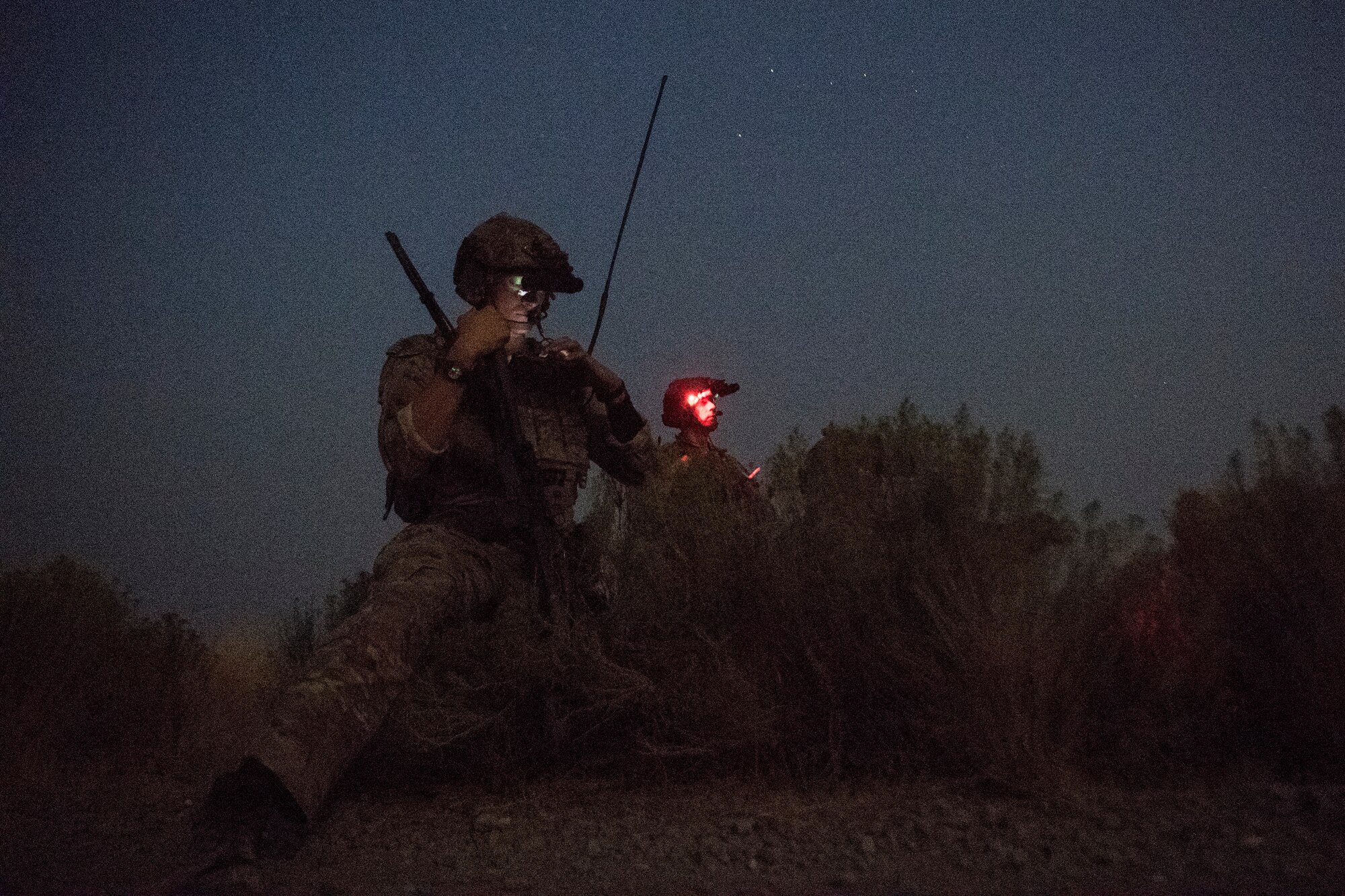 Special Tactics Airmen with the 17th Special Tactics Squadron reviews target positions during Jaded Thunder at Mountain Home Air Force Base, Idaho, Aug. 20, 2018.
