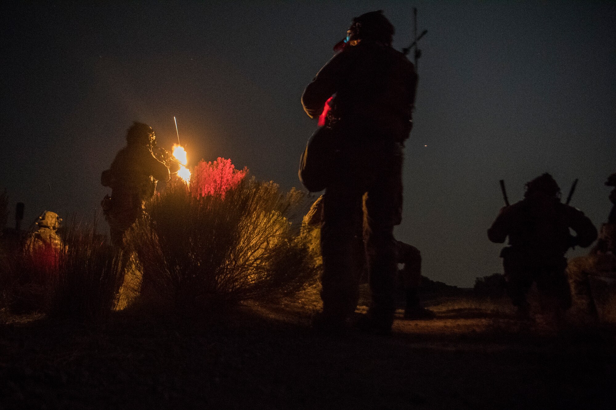 A Special Tactics Airman with the 17th Special Tactics Squadron fires an M4 carbine during Jaded Thunder at Mountain Home Air Force Base, Idaho, Aug. 20, 2018.