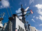 PACIFIC OCEAN (Sept. 18, 2018) A Tomahawk cruise missile launches from the Arleigh Burke-class guided-missile destroyer USS Shoup (DDG 86) during a live fire exercise. Valiant Shield is a U.S. only, biennial field training exercise (FTX) with a focus on integration of joint training in a blue-water environment among U.S. forces.