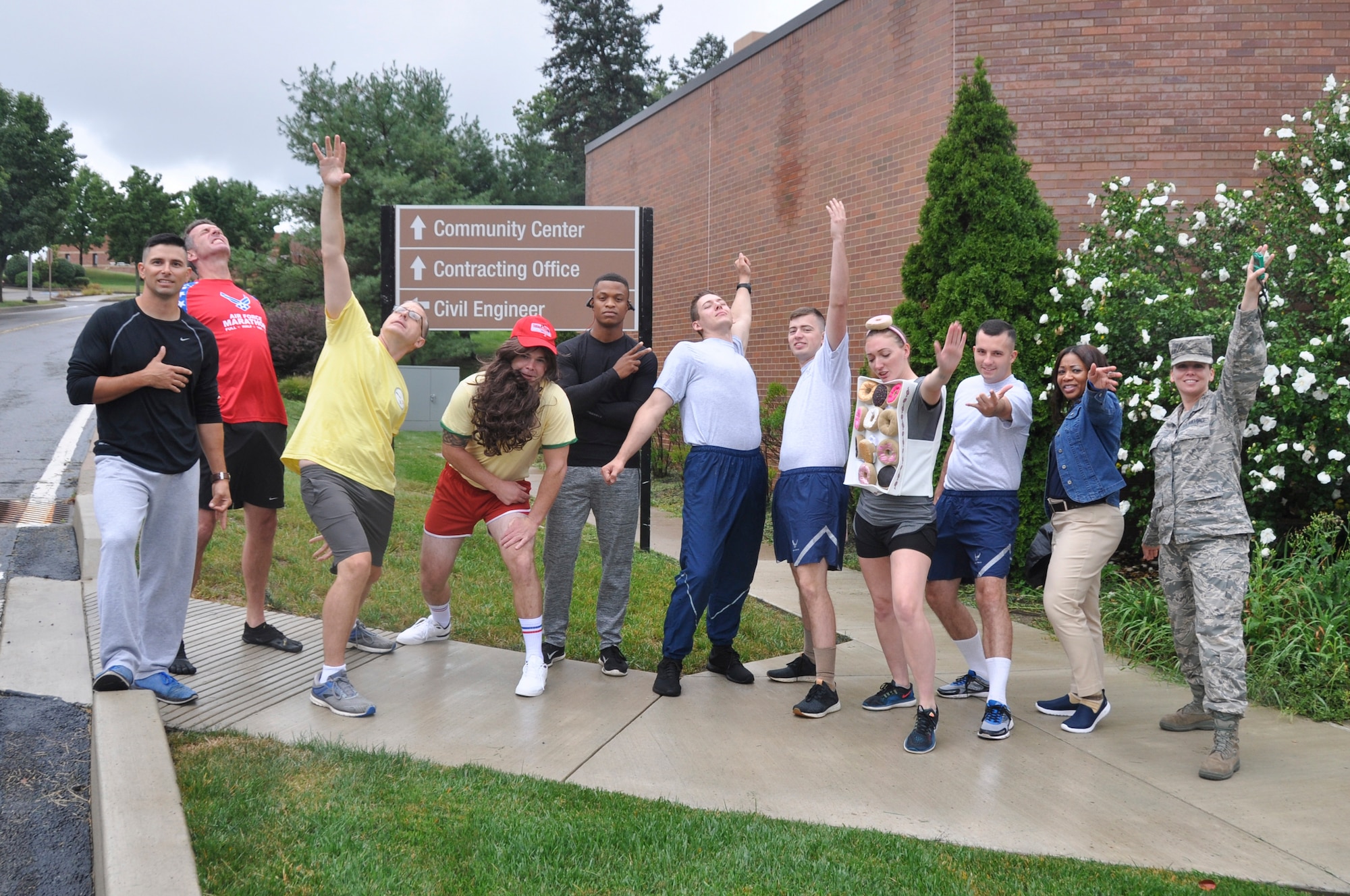 Members of the 911th Airlift Wing get ready to run a 3k race at the Pittsburgh International Airport Air Reserve Station, Pennsylvania, September 9th, 2018. The run kicked off Diamond Day, an event created by the first sergeants of the 911th Airlift Wing in appreciation of all the efforts put forth by wing members throughout the past year. (U.S. Air Force photo by Staff Sgt. Jefferson James-Dorsey)