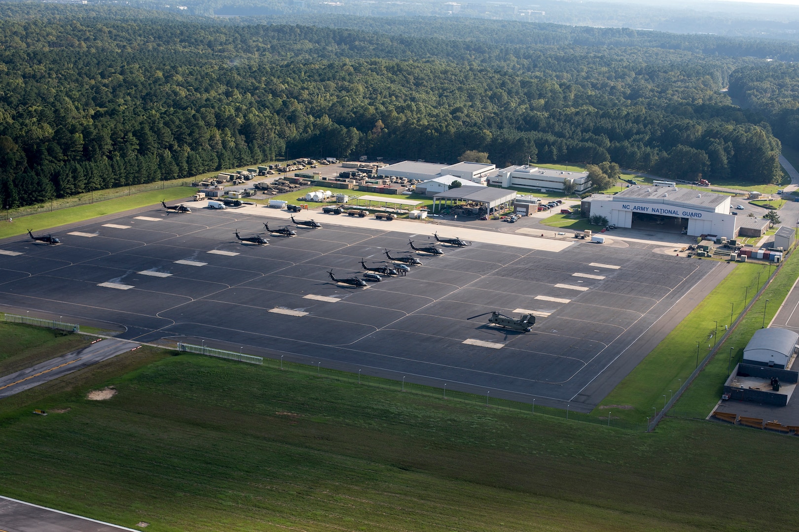 The North Carolina National Guard’s Army Aviation Support Facility in Morrisville, North Carolina, hosted Guard members and aircraft from 13 states who have flown in to support the N.C. in the aftermath of Hurricane Florence.