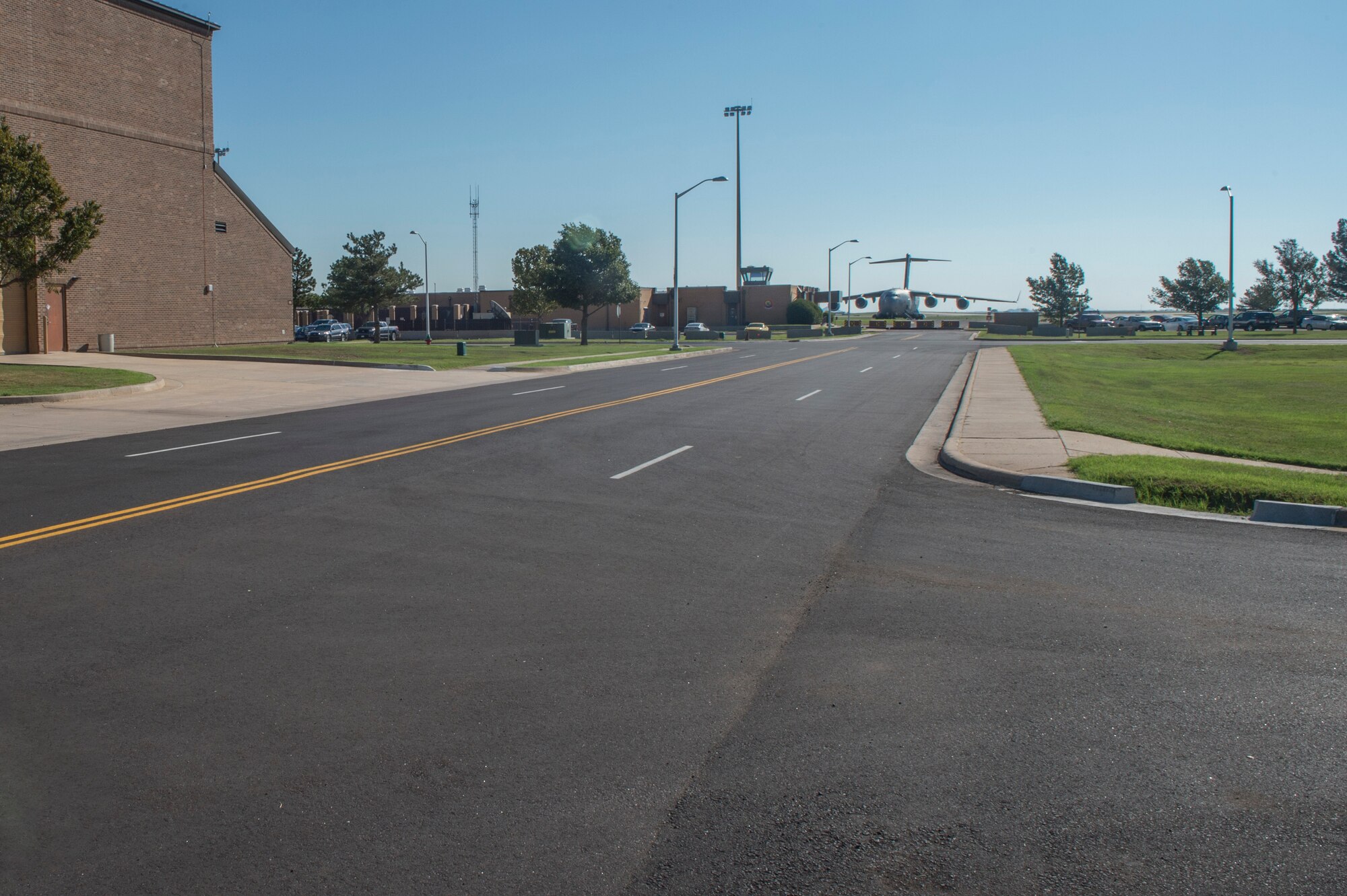 This is one of the newly built roads, which leads drivers to the flightline