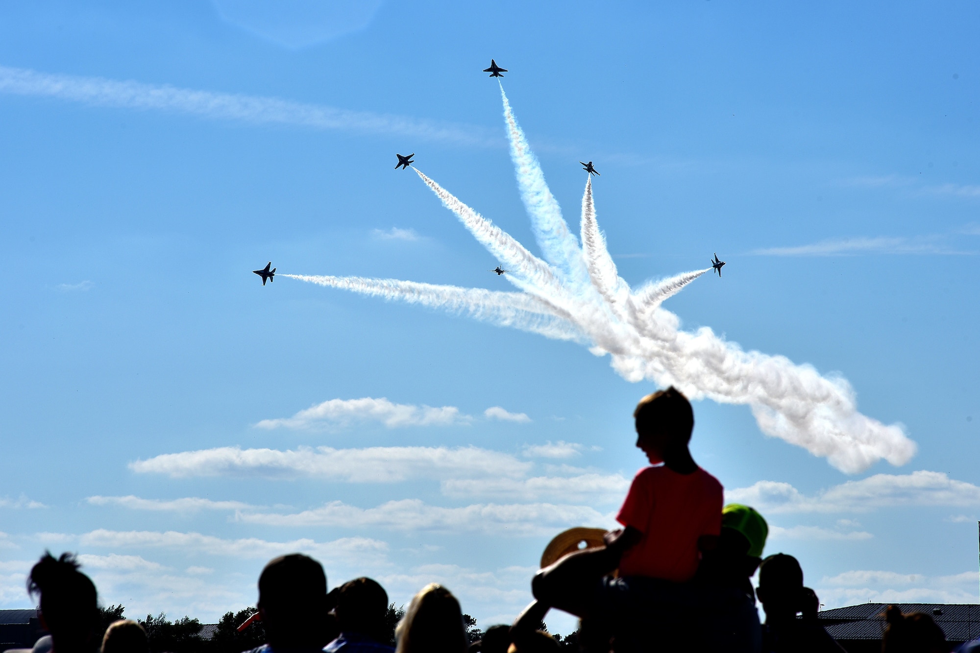 a photo of people watching an air show