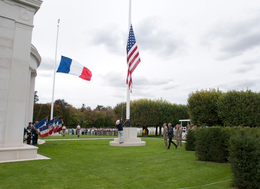 Flag retirement at St. Mihiel Cemetery