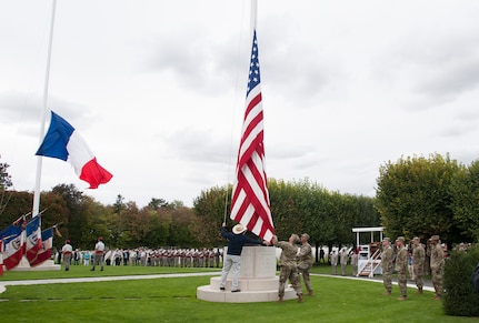 Flag retirement at St. Mihiel Cemetery