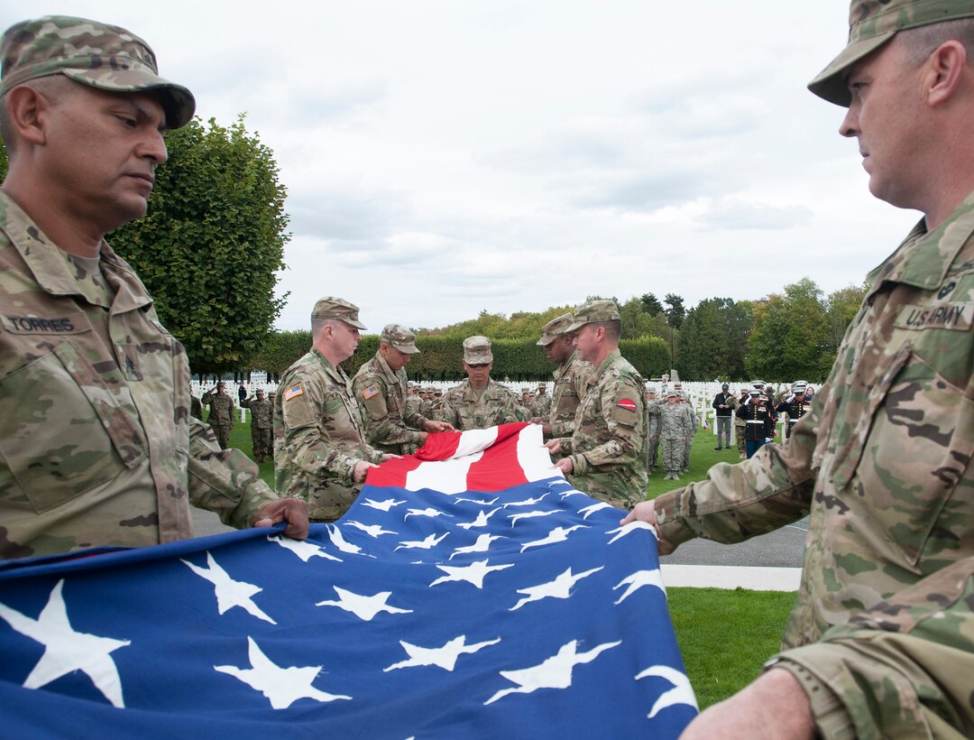 Flag retirement at St. Mihiel Cemetery