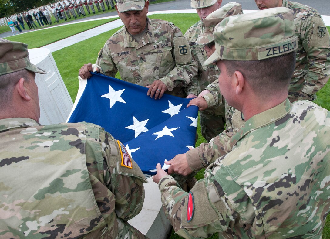 Flag retirement at St. Mihiel Cemetery