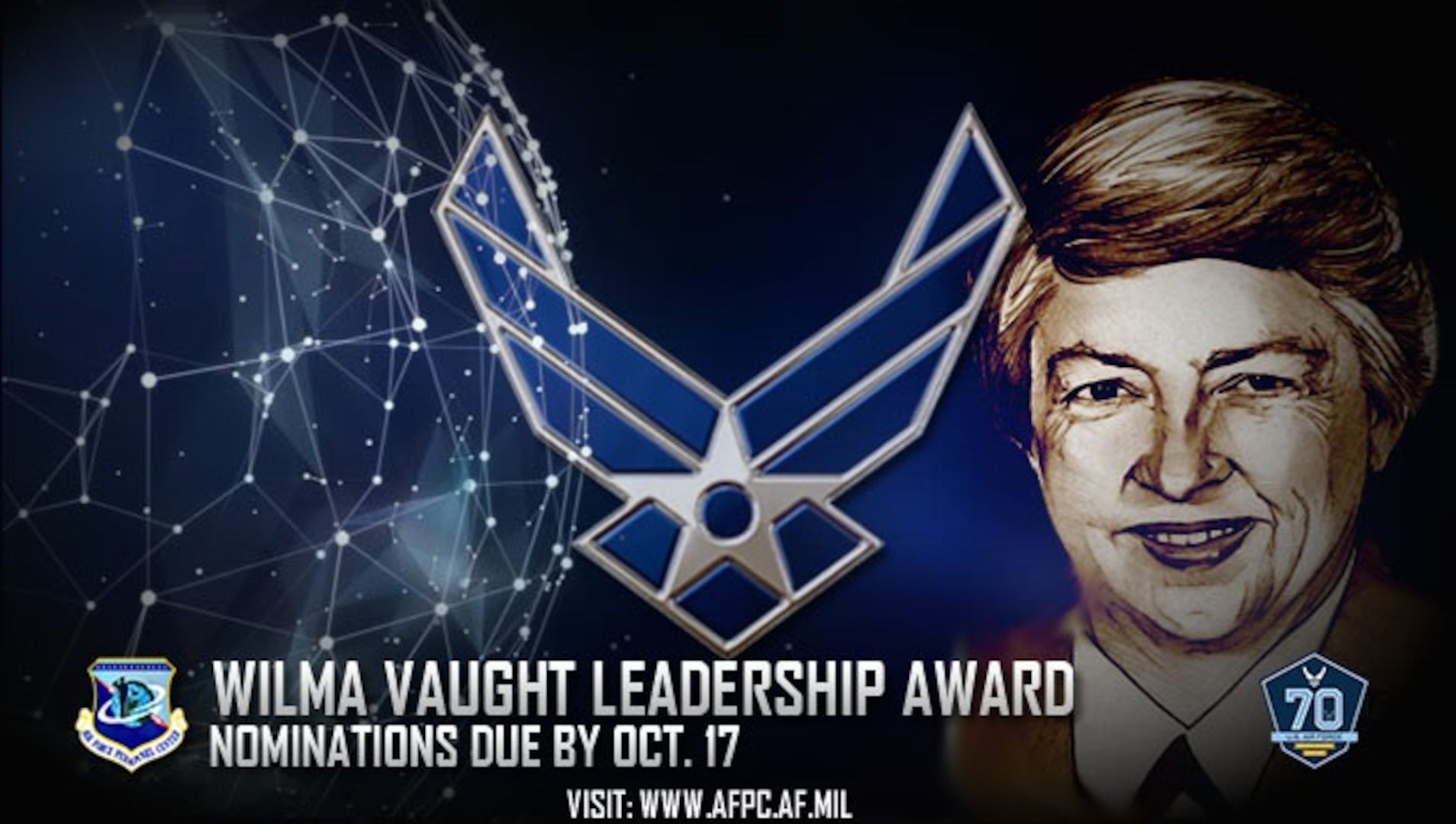 Air Force officials are seeking nominations for the 2019 Brig. Gen. Wilma Vaught Visionary Leadership Award. The award was created and named in honor of Vaught’s outstanding service and dedication to the Air Force and nation, both during her career and after her retirement.
