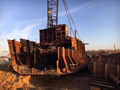 Aux Engine Room being lifted