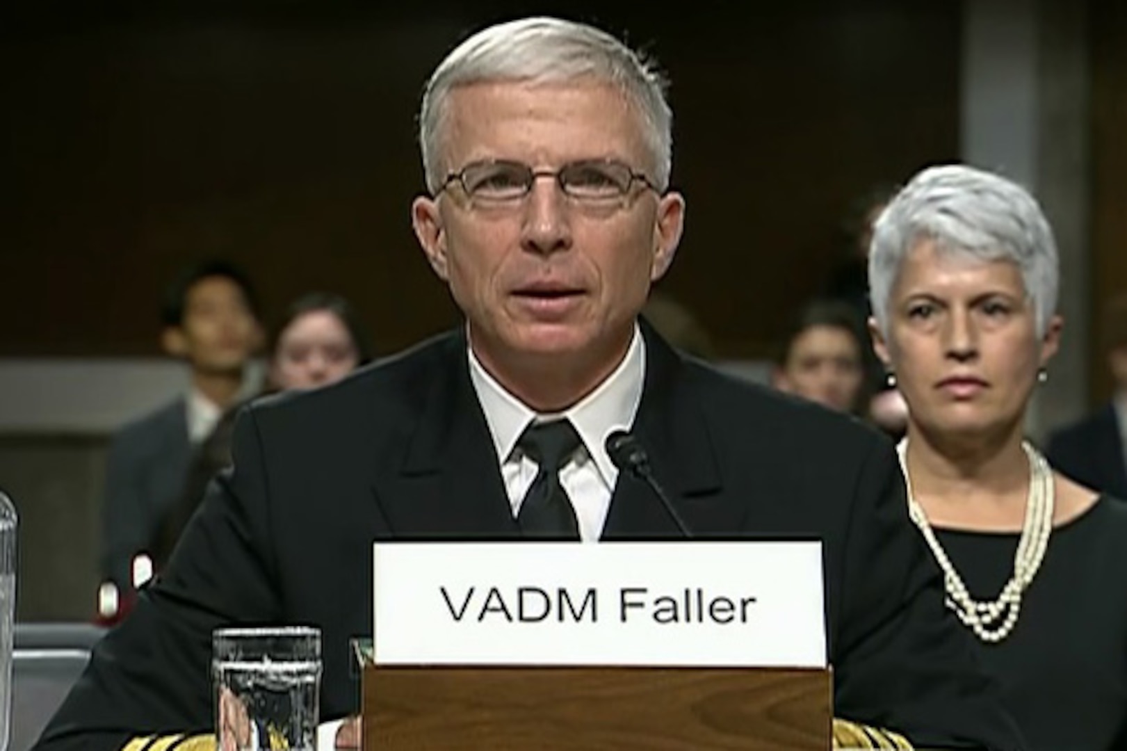 Navy Vice Adm. Craig S. Faller testifies at his nomination hearing.