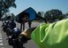 A participant in the motorcycle mentorship ride prepares for the start of the event Sept. 14, 2018 at Scott AFB, Ill. The event consisted of four safety briefs along the course of a five-hour road trip where riders were given the opportunity to practice safe riding techniques. (U.S. Air Force photo by Airman 1st Class Nathaniel Hudson)