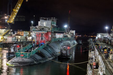USS Ohio (SSGN 726) entered drydock April 25, 2017, at Puget Sound Naval Shipyard & Intermediate Maintenance Facility, in Bremerton, Washington, and began her Major Maintenance Period. Ohio had recently returned from a 20-month deployment that included exercises involving special operations forces; port visits in Malaysia, South Korea, and Japan; and coordination of the largest Tomahawk missile onload in program history.