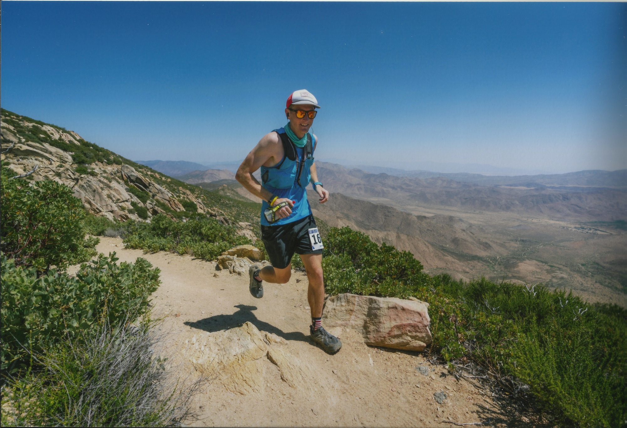 1st Lt. Krosby Keller, 225th Air Defense Squadron air battle manager, runs the San Diego 100 ultra marathon June 8, 2018.  The San Diego 100 is a mountain race that takes place east of San Diego in June every year that runs through the Pacific Coast Trail and Cuyamaca State Park.