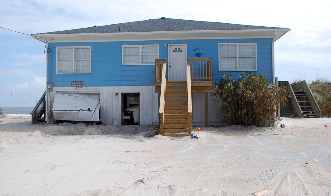 Damage caused by Hurricane Florence at Surf City, NC.