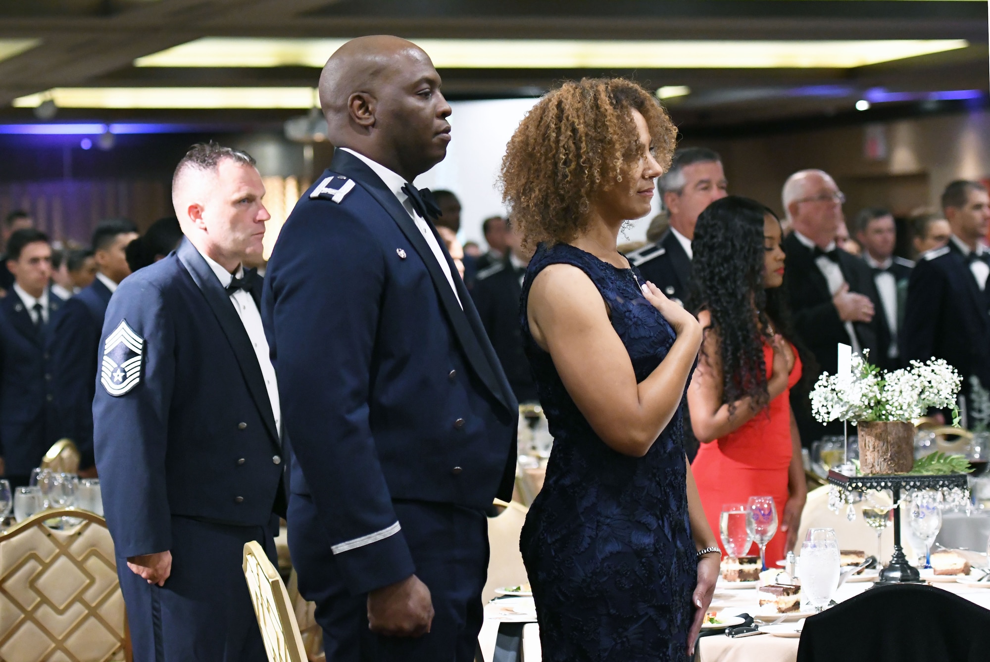 U.S. Air Force Col. Leo Lawson, Jr., 81st Training Group commander, and his wife, Denise, attend the U.S Air Force 71st Birthday Ball at the Imperial Palace Casino, Biloxi, Mississippi, Sept. 22, 2018. The event, hosted by the 81st Training Wing and the John C. Stennis Chapter Air Force Association, also included a cake cutting ceremony. (U.S. Air Force photo by Kemberly Groue)