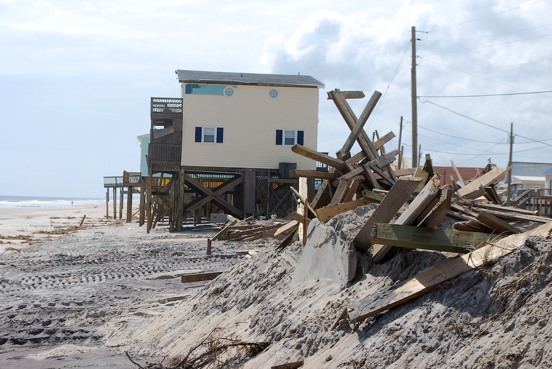 Damage caused by Hurricane Florence at Surf City, NC.