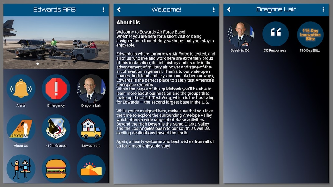 The new Edwards Air Force Base mobile app is now available for download. Search "Edwards Air Force Base" on the Apple App Store or the Google Play Store. (U.S. Air Force photo illustration by Giancarlo Casem)