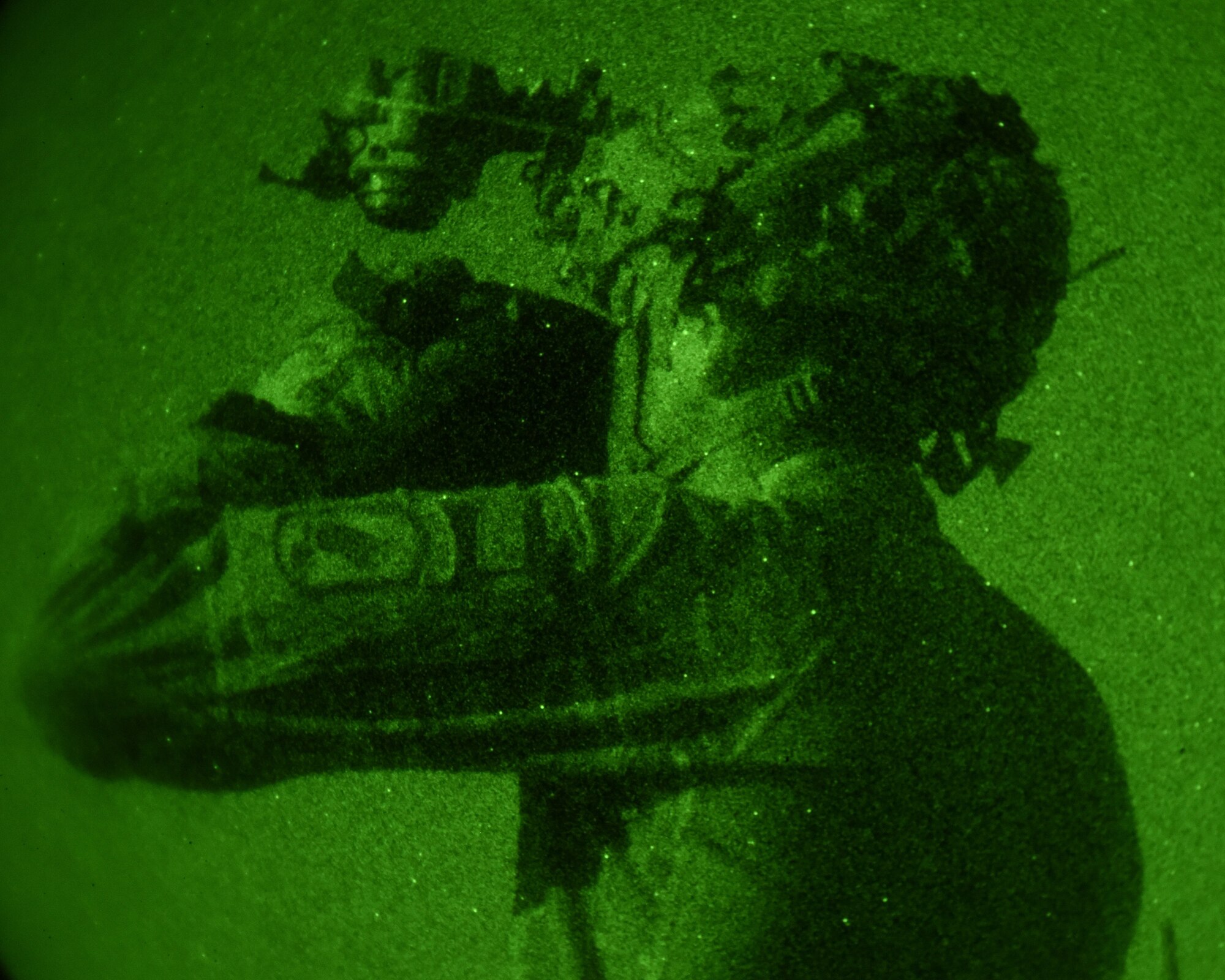 A U.S. Army soldier scans the drop zone during Saber Junction 18 in Germany, Sept. 20, 2018. During the exercise, U.S. Air Force aircrafts provided support for personnel and equipment drops for the 173rd Airborne Brigade. The exercise builds on the brigade's ability to provide ready forces across the full spectrum of military operations with or without partnered and allied nations. (U.S. Air Force photo by Staff Sgt. Lauren O'Connor)