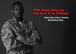 Master Sgt. Andre C. Denson, medical equipment management section chief, at Wilford Hall Ambulatory Medical Center on Joint Base San Antonio-Lackland, Texas, recently saved a life when he performed the Heimlich maneuver on a patron who was choking in the WHASC’s food court area.