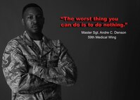 Master Sgt. Andre C. Denson, medical equipment management section chief, at Wilford Hall Ambulatory Medical Center on Joint Base San Antonio-Lackland, Texas, recently saved a life when he performed the Heimlich maneuver on a patron who was choking in the WHASC’s food court area.