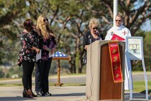 The family of U.S. Marine Corps Pfc. Roger Gonzales, with Company F, 2nd Battalion, 7th Marine Regimant, 1st Marine Division, speak during his funeral service at the Green Hill Mortuary and Memorial Chaple, Rancho Palos Verdes, California, Sept. 21, 2018.