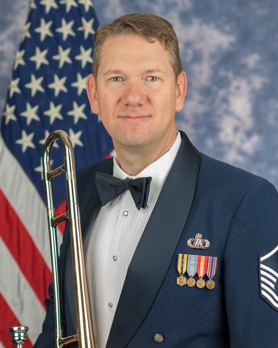 Official photo for trombonist, Master Sgt. Benjamin Patterson
