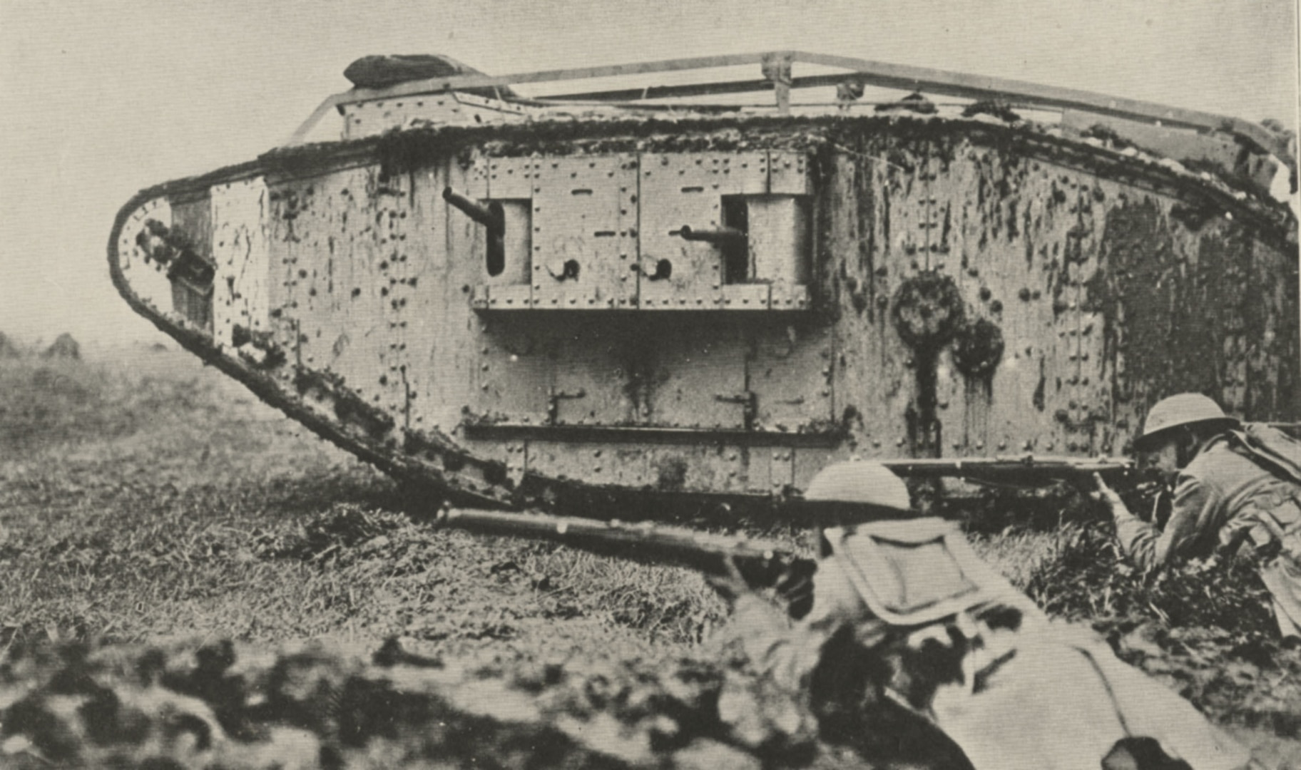 Soldiers of the New York National Guard's 107th Infantry Regiment, a part of the 27th Division, train with a British machine-gun armed tank during training for the assault on the Hindenburg Line during September 1918. When the attack kicked off, the 107th lost 1,000 men wounded and killed out of a strength of 1,662. The tanks that supported the attack on Sept. 29, 1918, were quickly knocked out.
