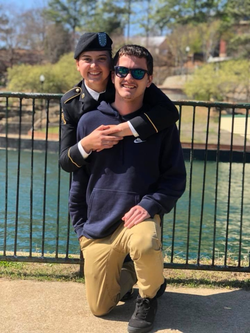 Pfc. Brook Puffenbarger poses for a photo with her brother, Tyler, following her graduation from Basic Combat Training in Fort Jackson, South Carolina. Puffenbarger's brother was inspired to join the Navy thanks to his sister's service in the West Virginia Army National Guard. (Courtesy photo)