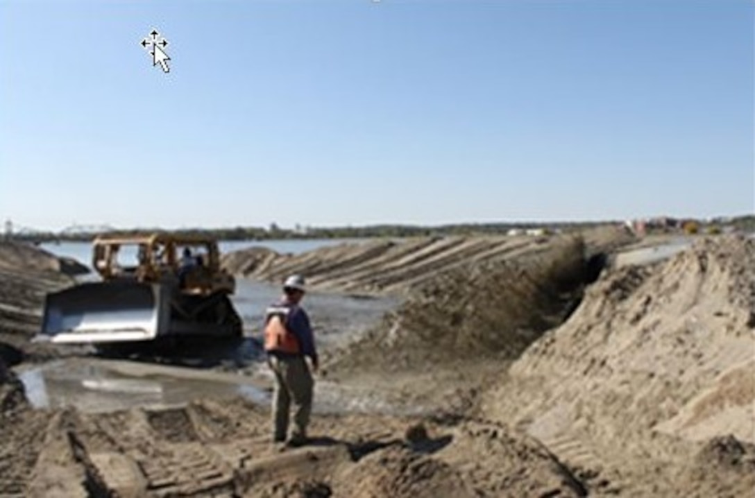 Dredge material placement in Pool 16 on the Mississippi River.