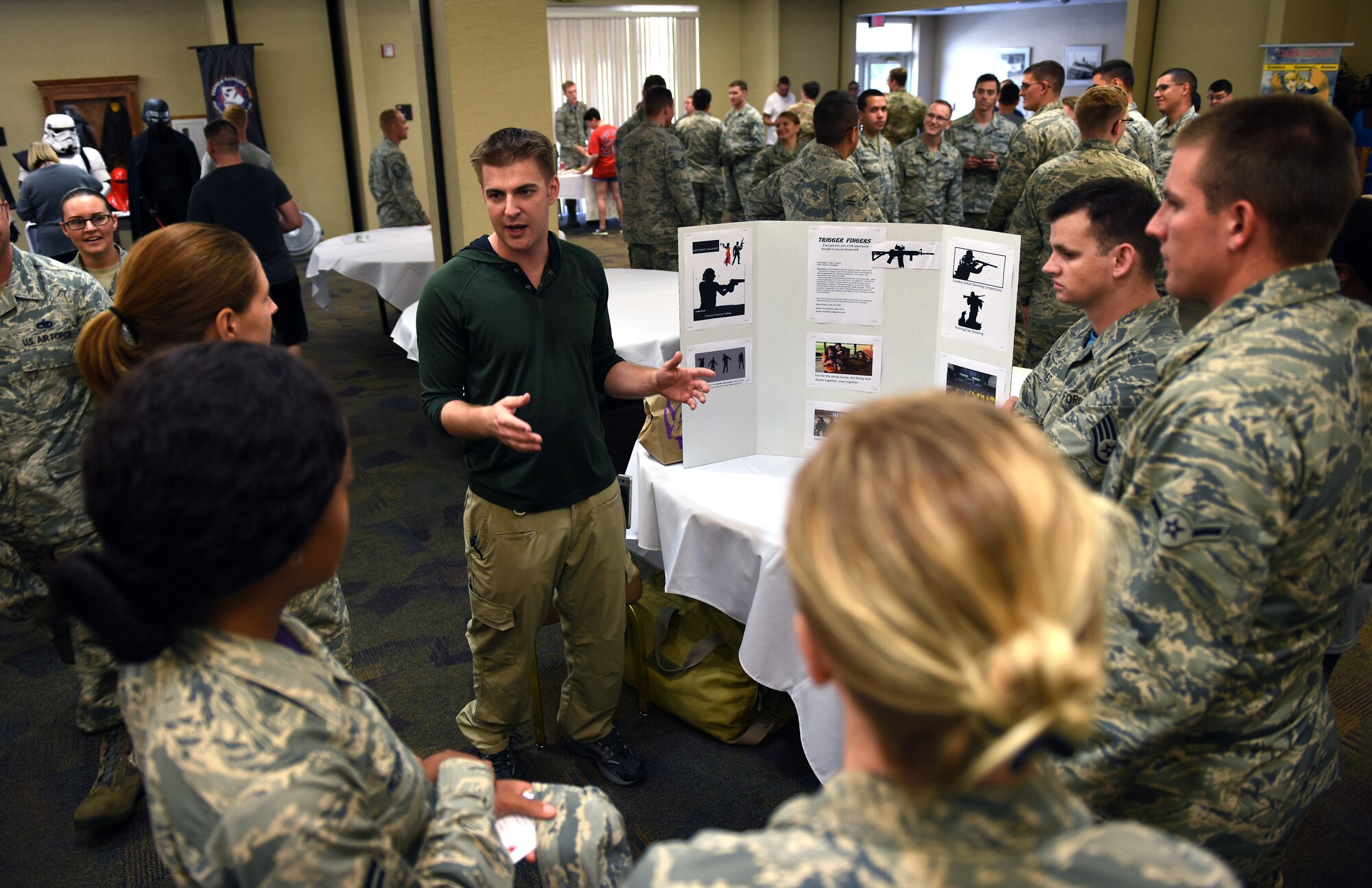 Airmen from the 23d Wing participate in a Club Information Activity event during a Comprehensive Airmen Fitness Day, Sept. 28, 2018, at Moody Air Force Base, Ga.