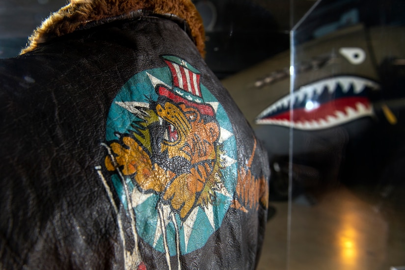 A flying tiger patch on a jacket.