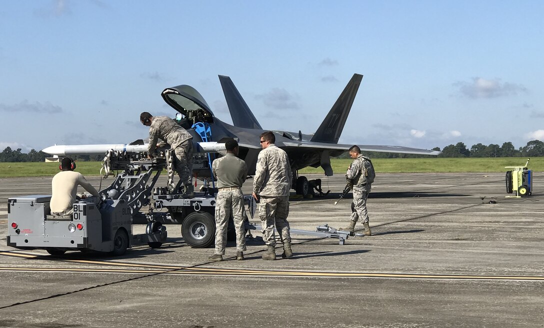 Airmen prepare simulated munitions during the Combat Support Wing exercise at Moody Air Force Base, Georgia, on 18 September.