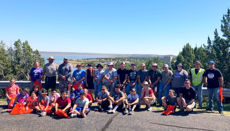 SANTA ROSA LAKE, N.M. – Some of the volunteers who came out on National Public Lands Day, Sept. 22, 2018, to assist with shoreline and campground litter pickup.