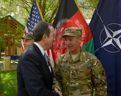 Ambassador welcomes general to Afghanistan.