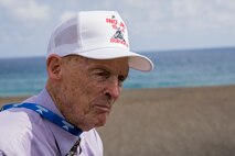 Thiele Fred Harvey, a U.S. Marine Corps veteran who served in the Battles of Iwo Jima, Vella Lavella, and the Bougainville and Soloman Island Campaigns walks the beaches of Iwo To, Japan March 23, 2019. The 74th Reunion of Honor ceremony remembers veterans who fought for their respective countries on Iwo To’s hallowed ground. Their sacrifice inspired peace, security and stability in the Indo-Pacific region. Harvey is a native of Memphis, Texas.