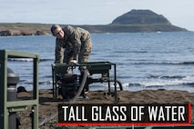 U.S. Marine Corps Lance Cpl. Danikamarie D. Lester, a water support technician with Combat Logistics Regiment 3 Support Detachment, 3rd Marine Logistics Group, turns on a suction pump on Iwo To, Japan March 22, 2019. The water support technicians made potable water from ocean water to be used in support of the 74th Reunion of Honor on Iwo To. More than 150 Marines and Sailors from III Marine Expeditionary Force and major subordinate commands make up the detachment tasked with all administrative and logistical support. Lester is a native of Deridder, Louisiana. (U.S. Marine Corps photo by Lance Cpl. Armando Elizalde)