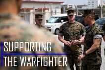U.S. Marine Corps Col. Joon H. Um, commanding officer of Combat Logistics Regiment 35, 3rd Marine Logistics Group, speaks to senior leaders of 3rd Marine Division before a capabilities tour March 27, 2019 at Camp Kinser, Okinawa, Japan. Senior leaders of 3rd MARDIV came to Camp Kinser to view how CLR-35 supports their Marines on the ground and to learn what logistics capabilities can be utilized by the Marine division. Um is a native of Stamford, Connecticut. (U.S. Marine Corps photo by Cpl. Jamin M. Powell)