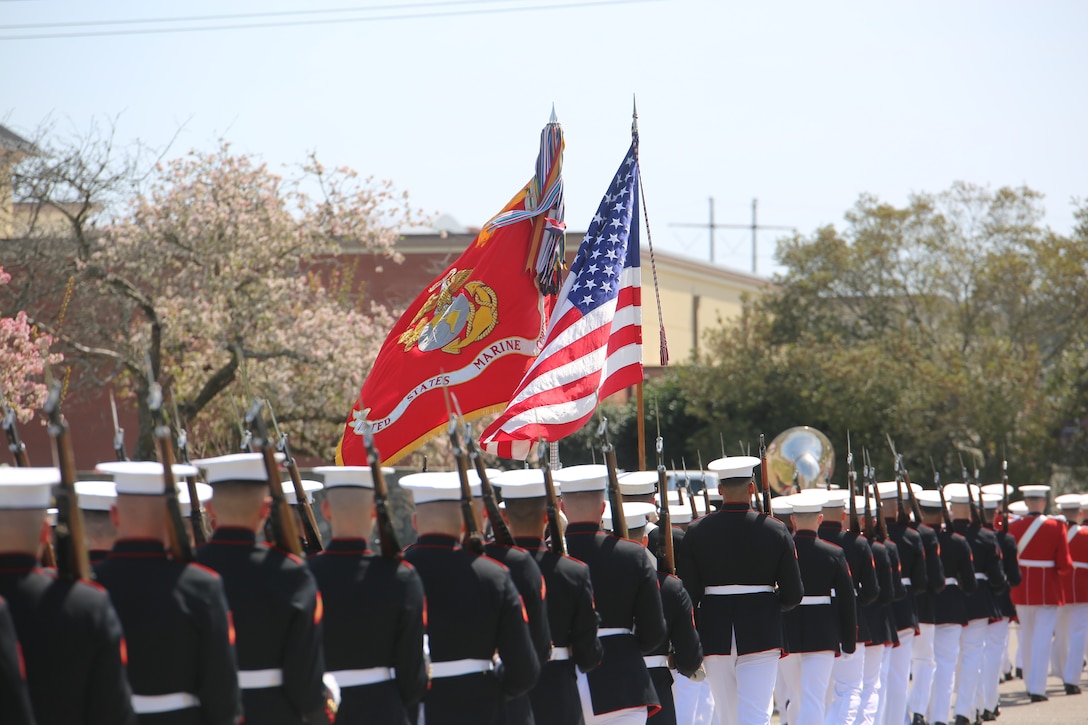 Marines with Marine Barracks Washington D.C., support a full honors funeral for retired Marine Lt. Col. Howard V. Lee, Medal of Honor recipient, at Colonial Grove Memorial Park, Virginia Beach, Virginia, March 30, 2019. Lee received the Medal of Honor for his actions during the Vietnam War in August 1966. While on an operation deep in enemy territory, Lee’s platoon was attacked and surrounded by a large Vietnamese force. Realizing his unit suffered numerous casualties and fully aware the platoon remained under heavy attack, Lee took seven men and proceeded by helicopter to provide reinforcements. After fearlessly moving from position to position and encouraging his men to keep fighting, he was wounded by fragments from an enemy grenade in several areas of his body, including his eye. Despite his wounds, Lee continued optimistically throughout the night to direct a valiant defense, coordinate supporting fires, and apprise higher headquarters of the plight of the platoon. Lee retired at the rank in 1975, after 20 years of service. Lee passed away March 23, 2019; he was 85.