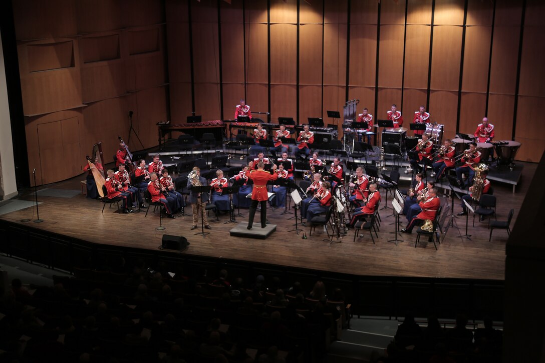 On March 31, 2019, “The President’s Own” U.S. Marine Band presented a concert titled “Song and Dance” at the Rachel M. Schlesinger Concert Hall and Arts Center at Northern Virginia Community College in Alexandria, Va. The concert featured euphonium player Peyton Sills, the winner of the Marine Band’s Concerto Competition for High School Musicians.