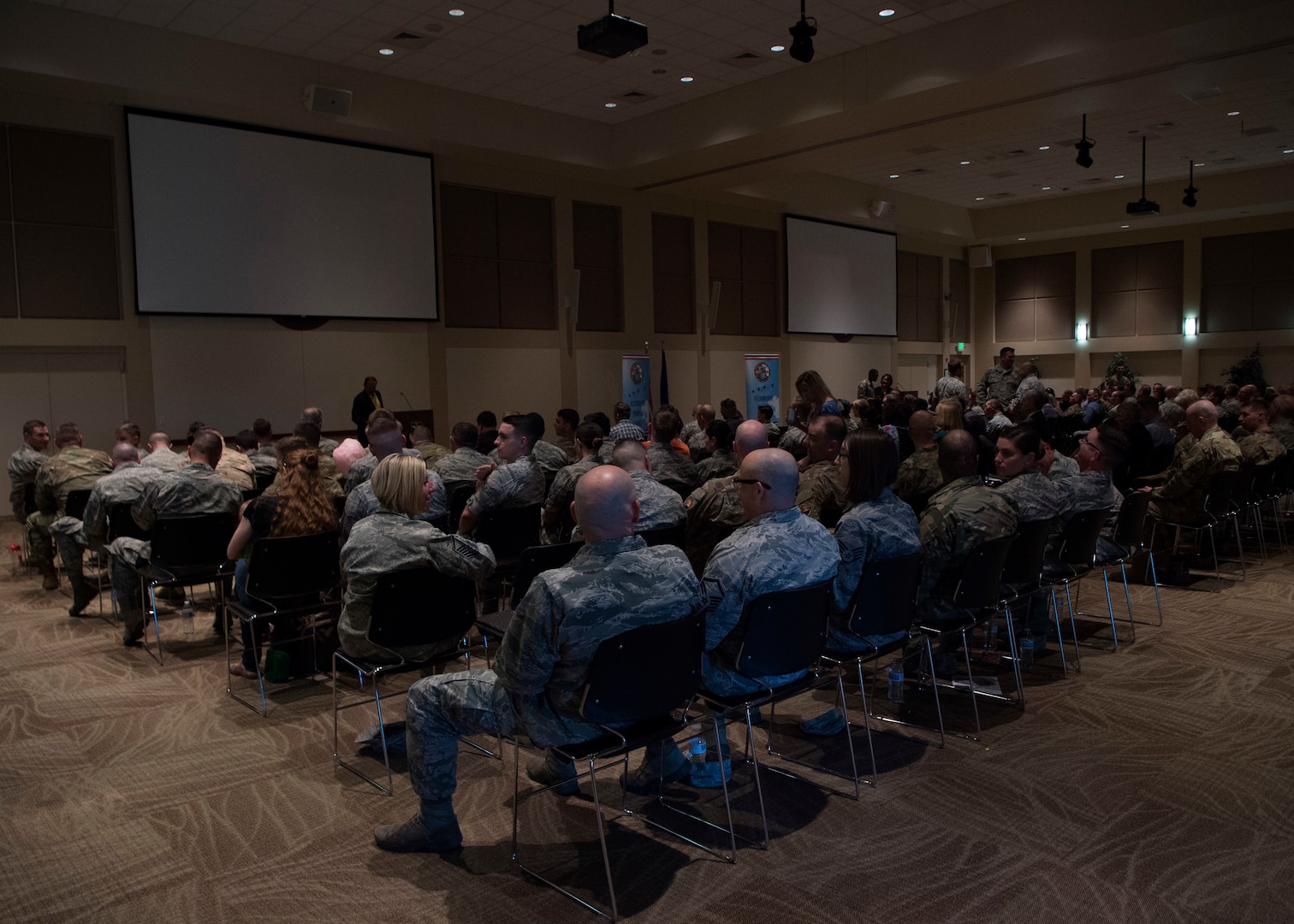 Team Buckley came together to remember Capt. Lance Sijan at a viewing of a documentary of his life at the Leadership Development Center March 27, 2019. Capt. Sijan died January 22, 1968, and was the first Air Force Academy graduate to receive the Medal of Honor. (U.S. Air Force photo by Senior Airman Codie Collins)