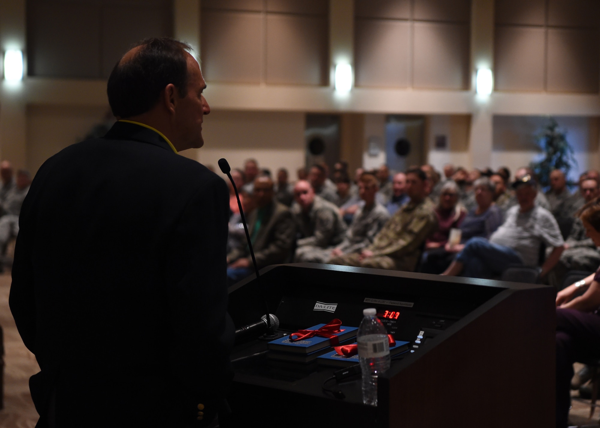 Team Buckley came together to remember Capt. Lance Sijan at a viewing of a documentary of his life at the Leadership Development Center March 27, 2019. Capt. Sijan died January 22, 1968, and was the first Air Force Academy graduate to receive the Medal of Honor. (U.S. Air Force photo by Senior Airman Codie Collins)