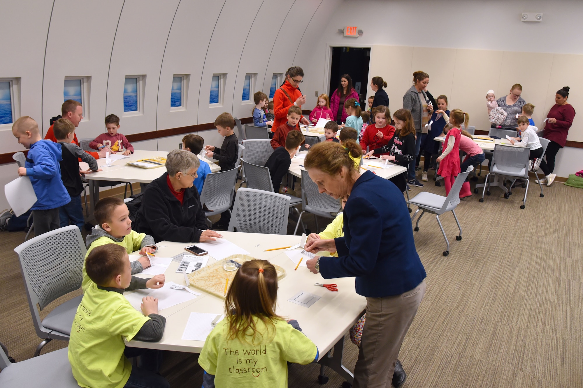 DAYTON, Ohio -- Students participating in Home School STEM Day on April 1, 2019, at the National Museum of the U.S. Air Force. Students enjoyed the guided tours, scavenger hunts, hands-on classes and aerospace demonstration stations. (U.S. Air Force photo)