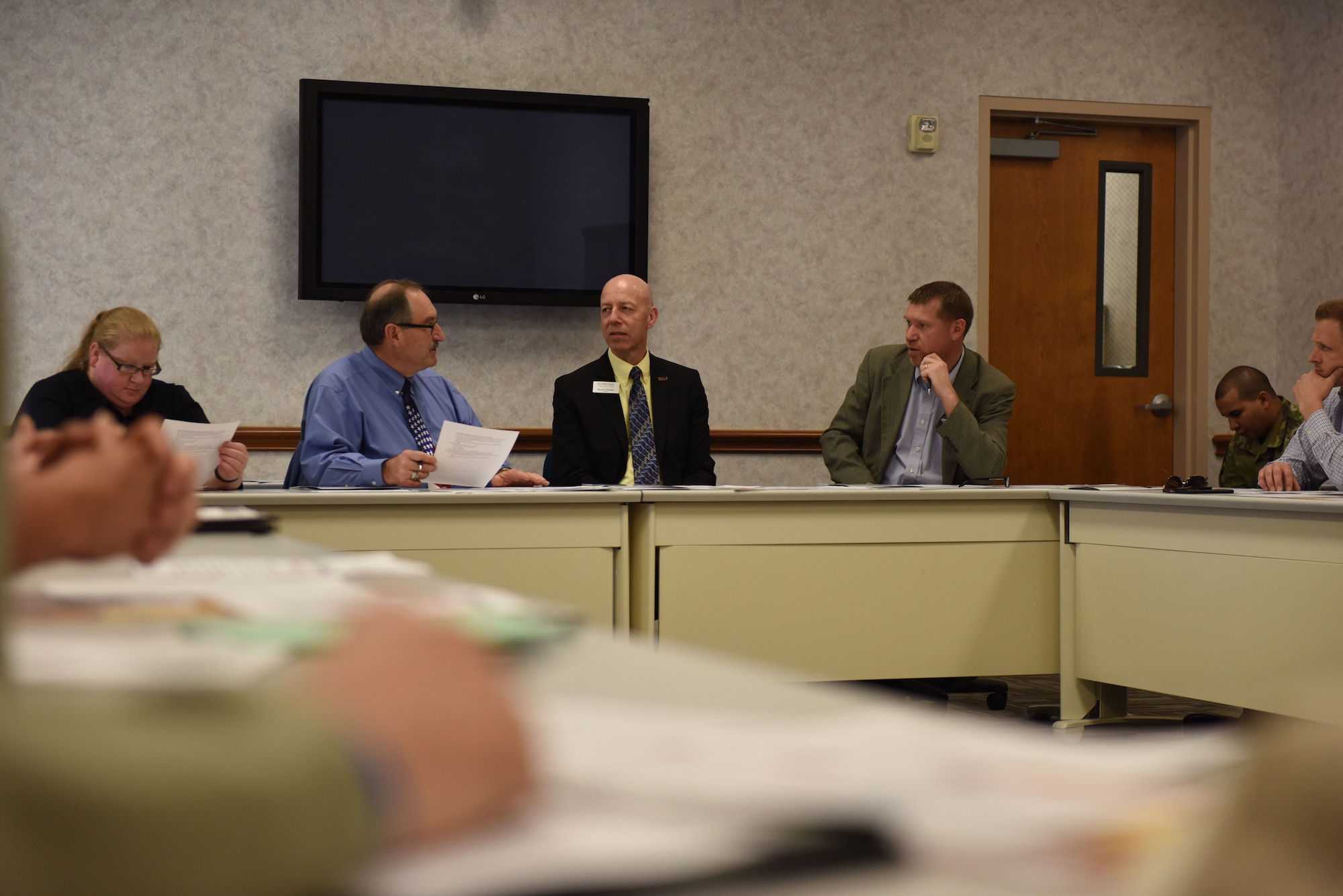 Director of Community Partnership and Encroachment, Office of the Deputy Assistant Secretary of the Air Force, Teran Judd, attends a board meeting for one of Goodfellow Air Force Bases partners during his visit March 25, 2019. During his visit Judd was able to tour Goodfellow and the city of San Angelo answering questions about how the process for partnership agreements is changing. (U.S. Air Force photo by Senior Airman Seraiah Hines/Released)