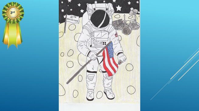 The National Museum of the U.S. Air Force’s 36th Annual Student Aviation Art Competition 3rd place winner in the 7th-9th grades category is H. Leach. Student artists from around the country were asked to consider the 50th anniversary of the moon landing and what it would look like if mankind returned to the moon today.