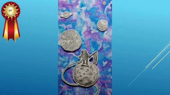 The National Museum of the U.S. Air Force’s 36th Annual Student Aviation Art Competition 1st place winner in the 10th-12th grades category is S. Heilman. Student artists from around the country were asked to consider the 50th anniversary of the moon landing and what it would look like if mankind returned to the moon today.