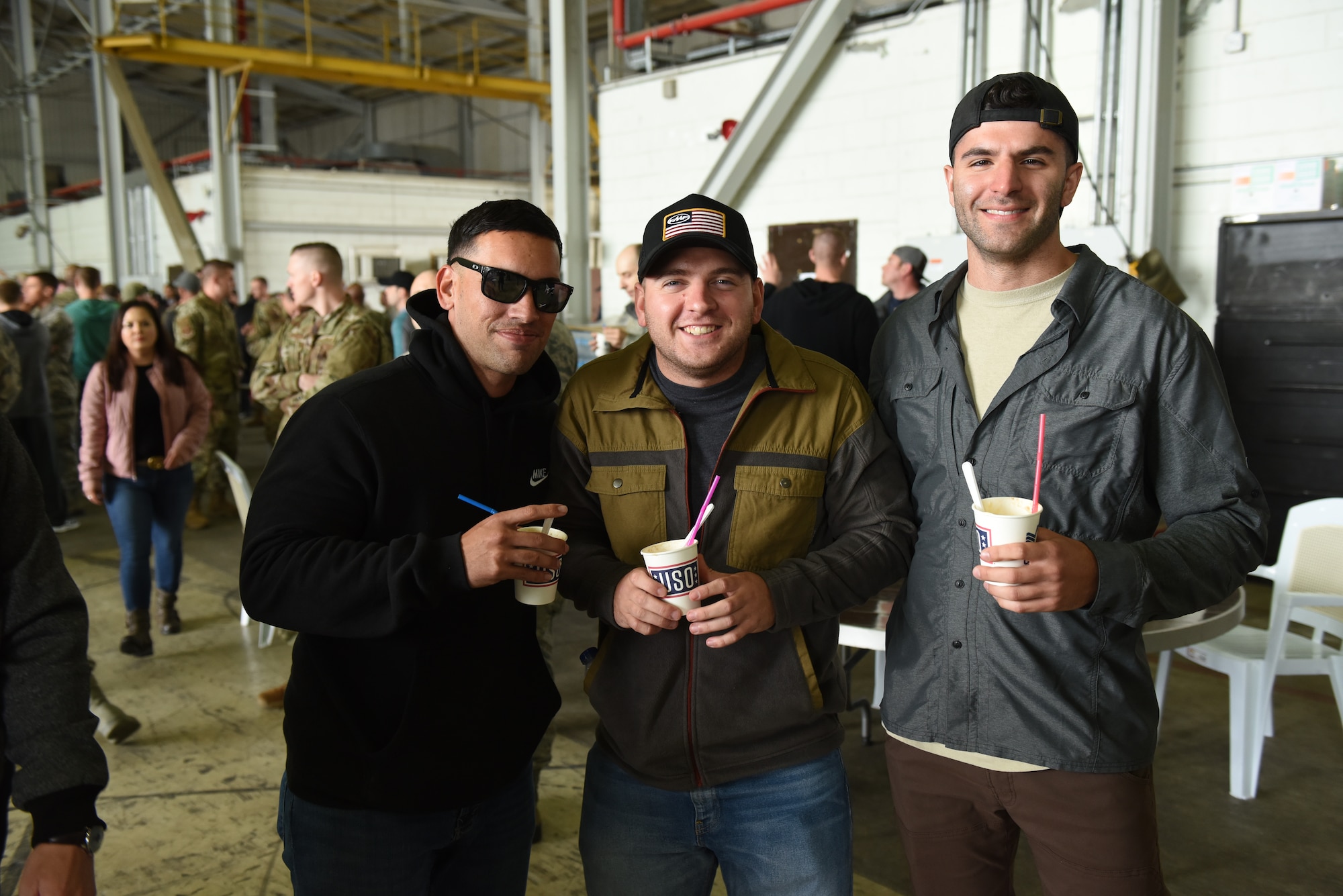 Airmen have their photo taken after receiving root beer floats March 29, 2019, at Incirlik Air Base, Turkey.